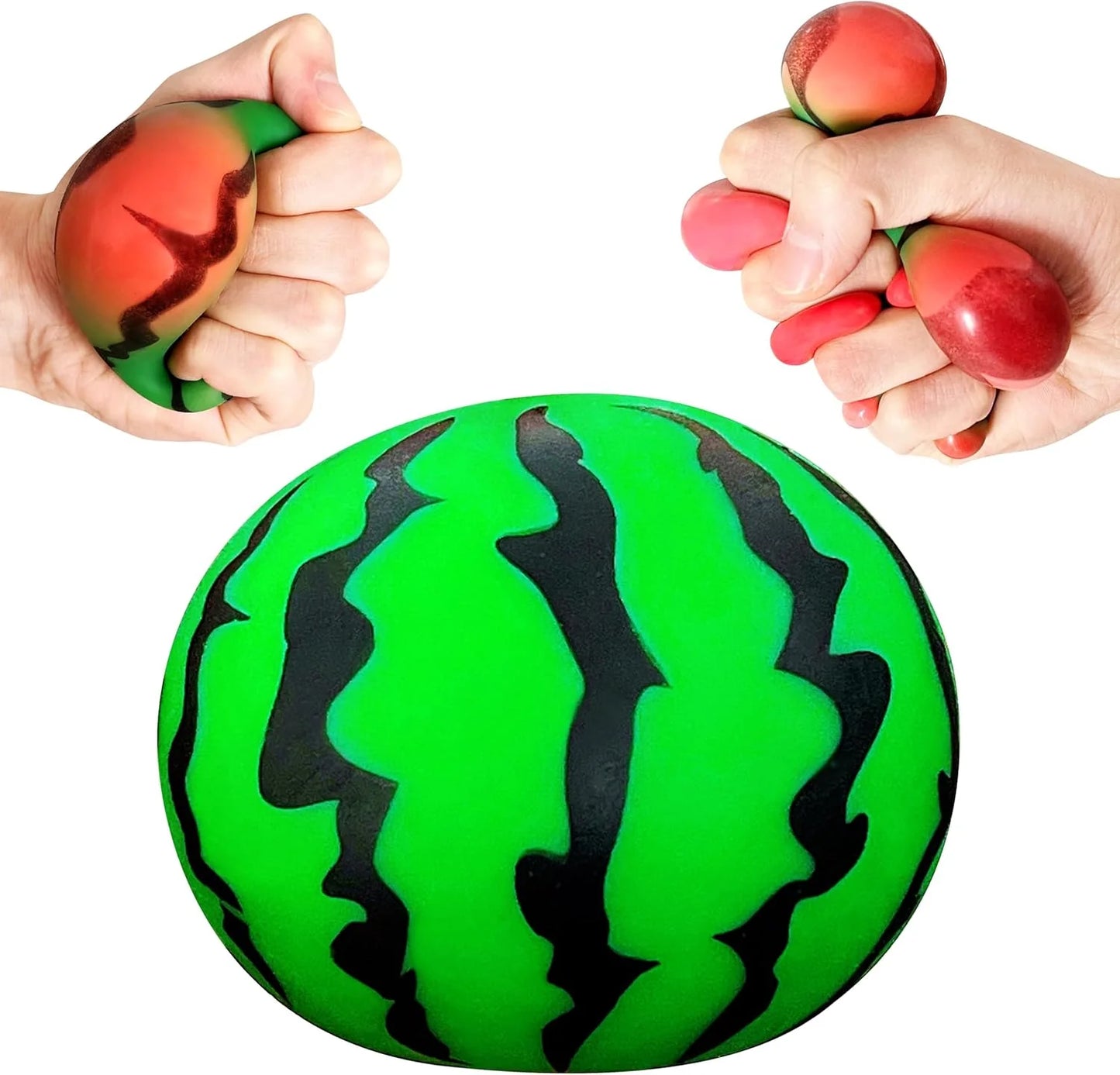 JIAHO Squishy Watermelon Stress Balls for Kids and Adults, Fruit Dough Balls, Fidget Toys, Anxiety Relief Stretch Balls, Squishy Toys for Kids Prizes, Party Favors | Change Color Squeeze Ball - US 2391