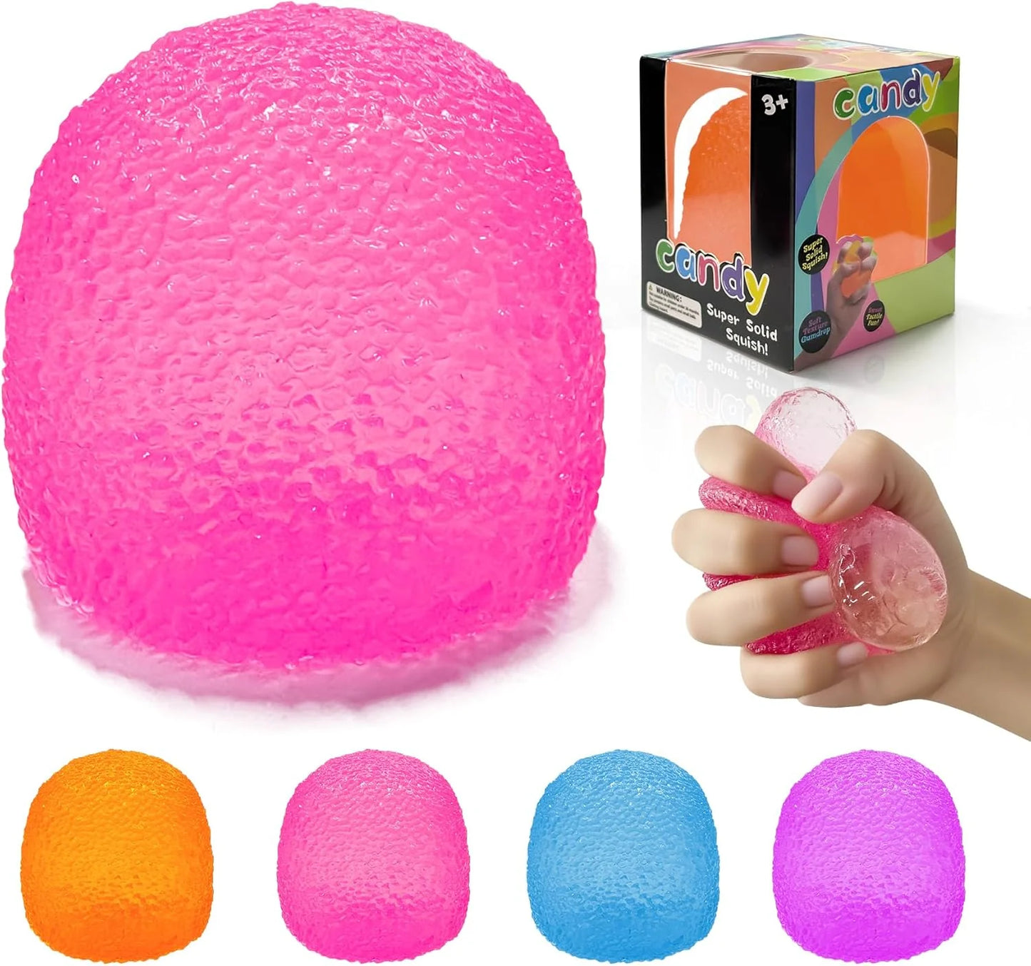 Stress Balls-Gumdrop Squishy Stress for Kids and Adults, Super Solid Squeeze Ball, Sensory for Stress Relief, Birthday, Easter Basket Stuffers and Party Favors(Pink) - US 7487